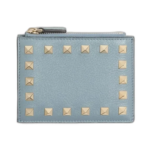 Rockstud Grained-Leather Card Holder