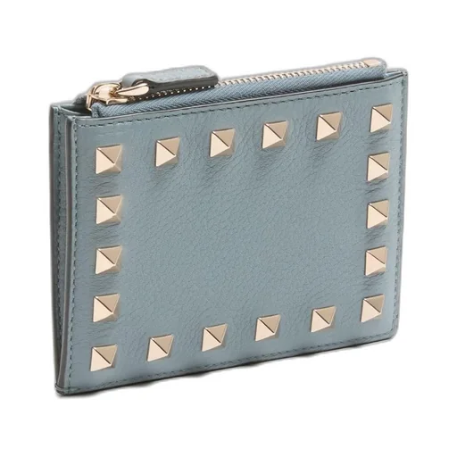 Rockstud Grained-Leather Card Holder