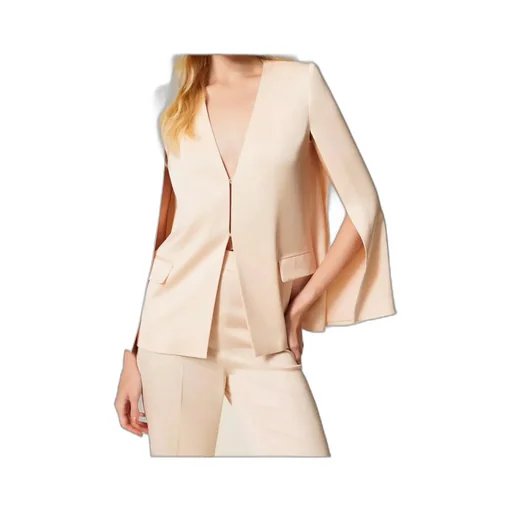 Cape-Detail Satin Blazer
