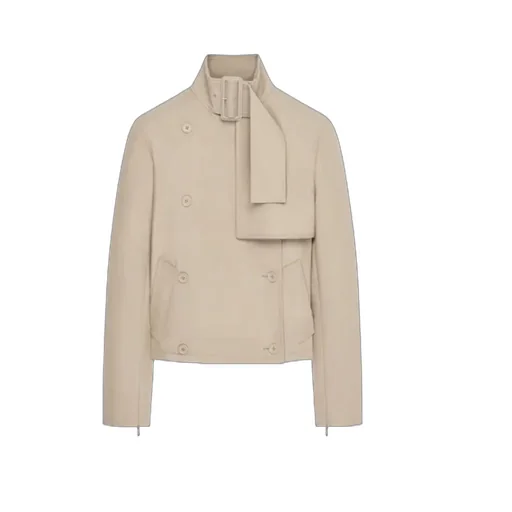 Buckle-Detail Button Trench Jacket