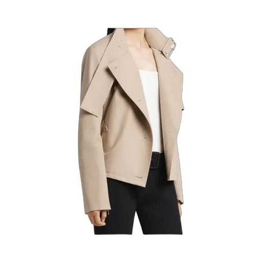 Buckle-Detail Button Trench Jacket