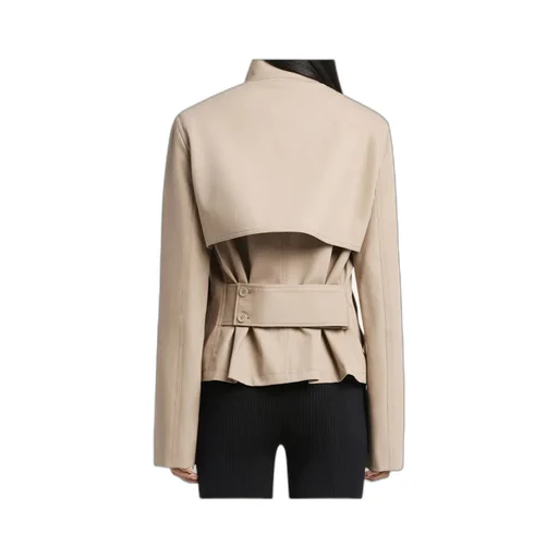 Buckle-Detail Button Trench Jacket