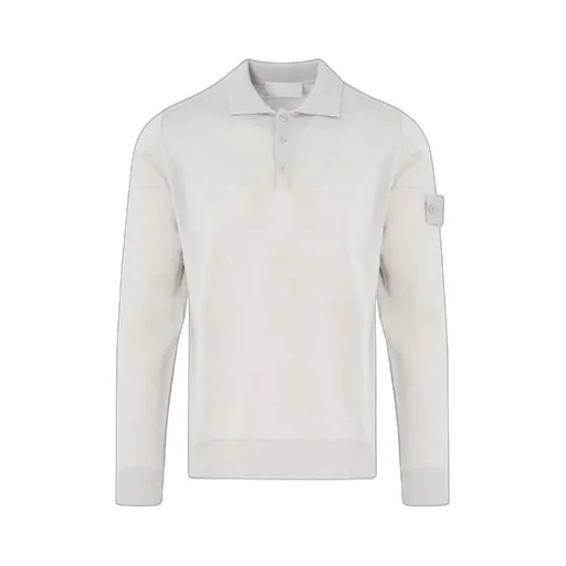 Stone Island Logo Patch Knitted Polo Shirt