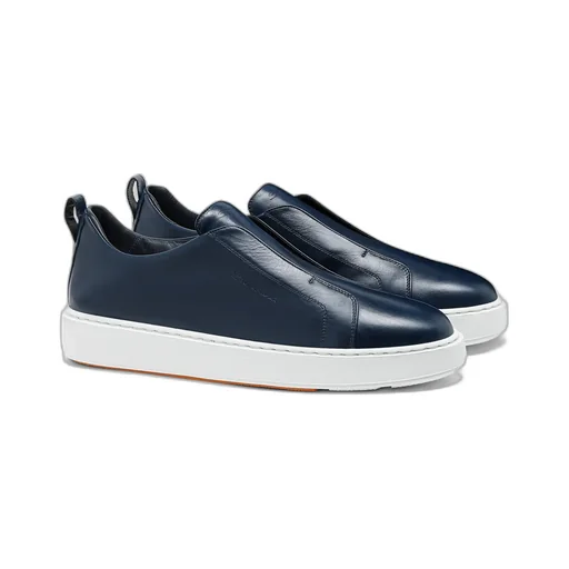 Santoni Round Toe Slip-On Sneakers