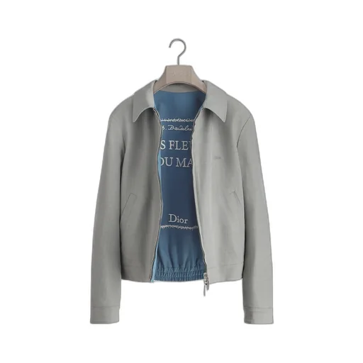 Reversible Zipped Jacket With Book Cover Embroidery