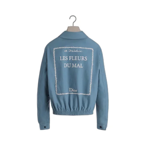 Reversible Zipped Jacket With Book Cover Embroidery