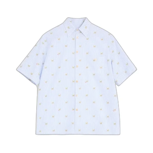 Valentino Cotton Oxford Shirt With Le Chat De La Maison Print