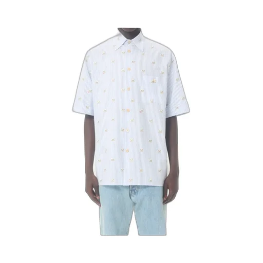 Valentino Cotton Oxford Shirt With Le Chat De La Maison Print