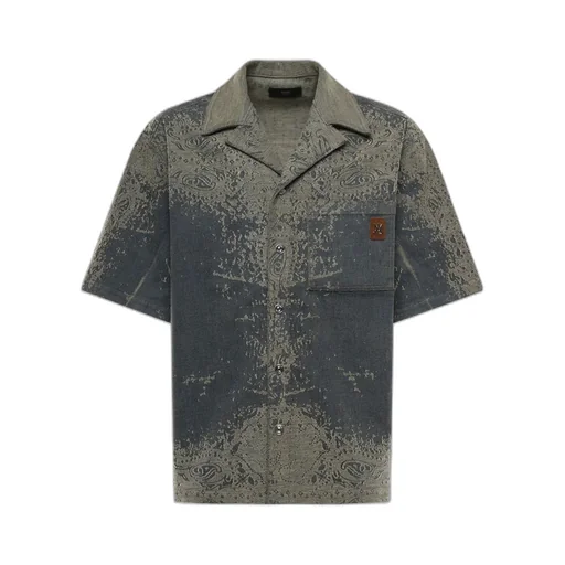 Faded Bandana Short-Sleeved Denim Shirt