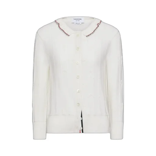 Bobble Stitch Lace-Trim Cardigan