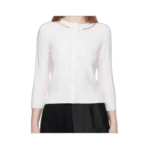 Bobble Stitch Lace-Trim Cardigan