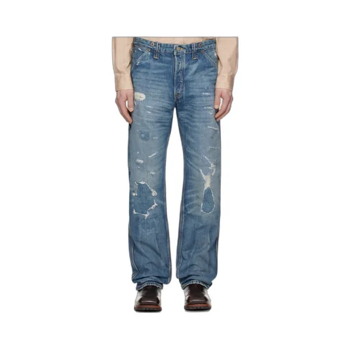 Distressed Straight-Leg Jeans