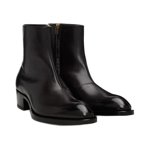 Zip Leather Boots