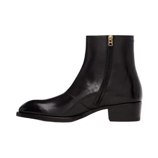 Zip Leather Boots