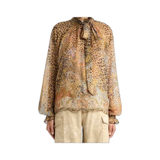 Etro Paisley And Animal Printed Scarf Chiffon Blouse