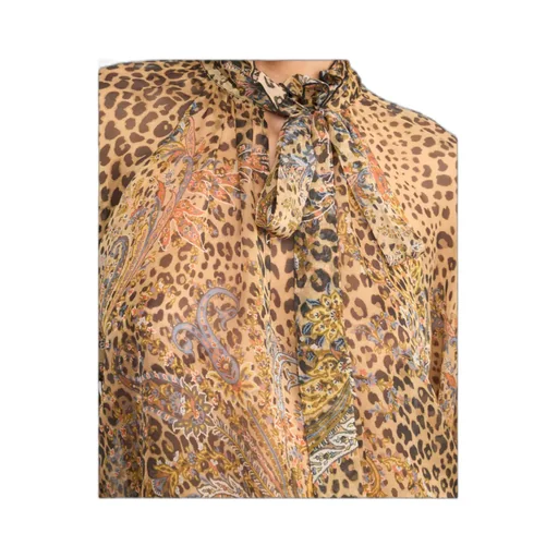 Etro Paisley And Animal Printed Scarf Chiffon Blouse