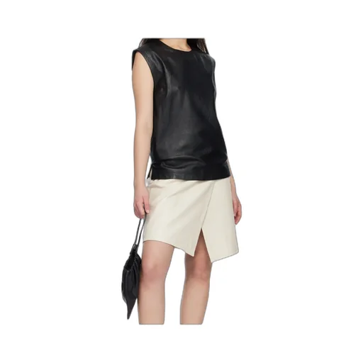 Fiza Ostrich-Effect Leather Top