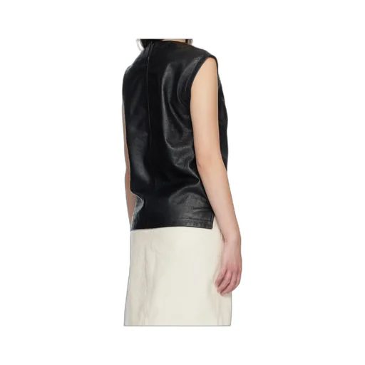 Fiza Ostrich-Effect Leather Top