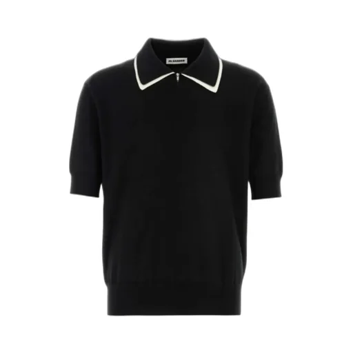 Jil Sander Contrast Collar Zip Polo Shirt