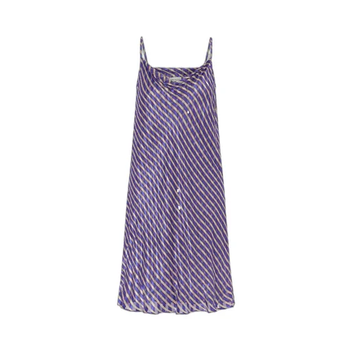Pleated Striped Midi Dress