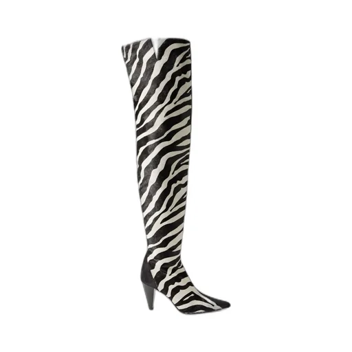 Harvey Zebra-Print Knee-High Boots