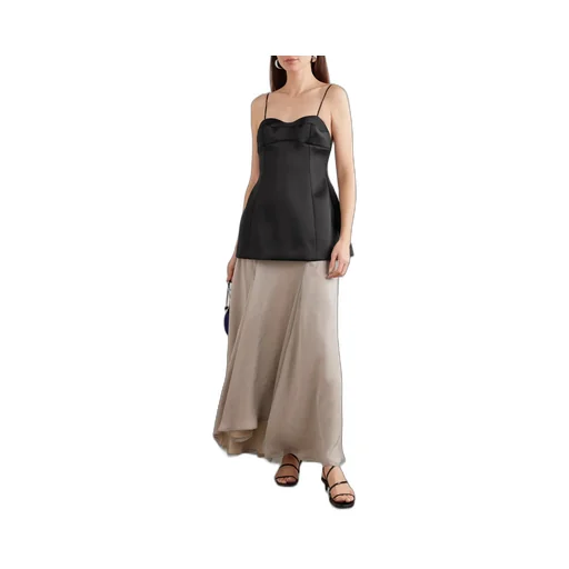 Patchwork Satin Pleated Bodice