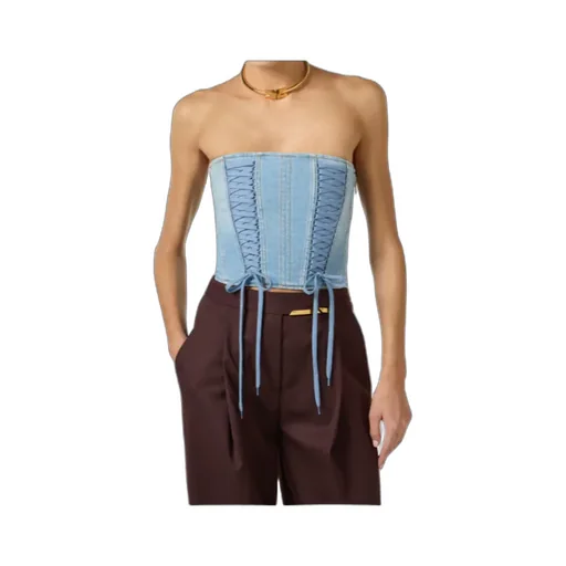 Elisabetta Franchi Denim Bustier Top
