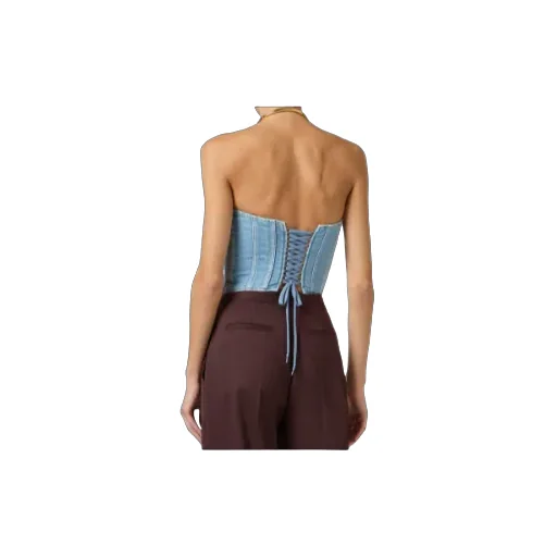 Elisabetta Franchi Denim Bustier Top