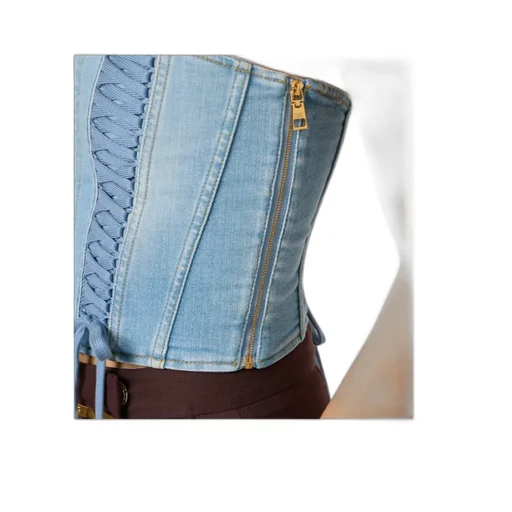Elisabetta Franchi Denim Bustier Top