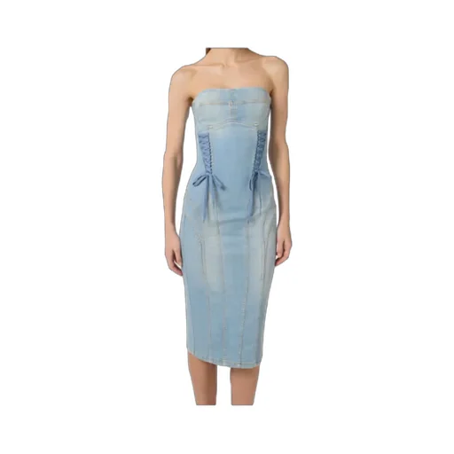Elisabetta Franchi Off-The-Shoulder Denim Dress