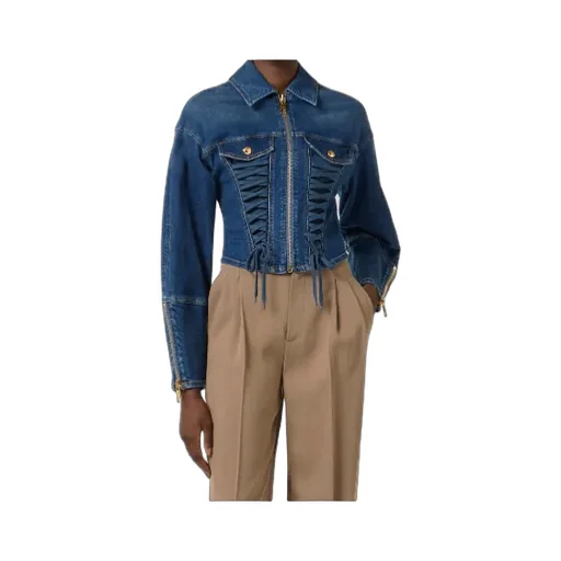 Denim Jacket With Crossover Laces