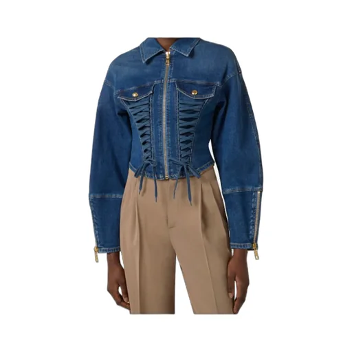Denim Jacket With Crossover Laces