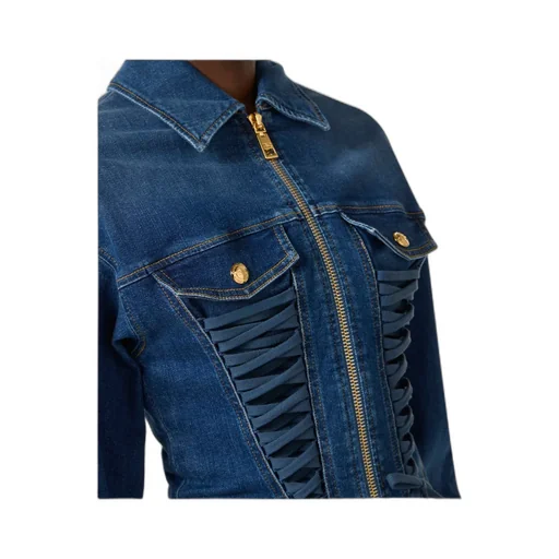 Denim Jacket With Crossover Laces