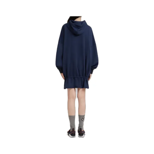 Marni Drawstring Ruffled Hooded Sweatshirt Dress