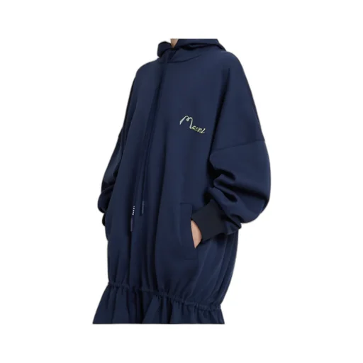 Marni Drawstring Ruffled Hooded Sweatshirt Dress