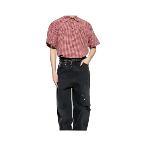 Vetements Logo Patch Checked Short-Sleeve Shirt