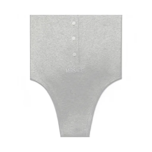 Versace Logo-Embroidered Ribbed Bodysuit