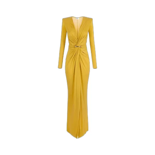 Elisabetta Franchi Plunging V-Neck Red Carpet Dress