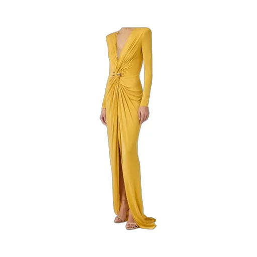 Elisabetta Franchi Plunging V-Neck Red Carpet Dress