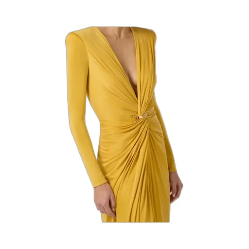 Elisabetta Franchi Plunging V-Neck Red Carpet Dress