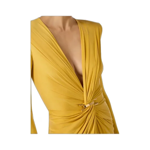 Elisabetta Franchi Plunging V-Neck Red Carpet Dress