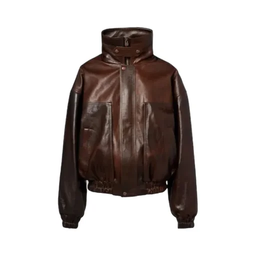 Long-Sleeved Leather Jacket