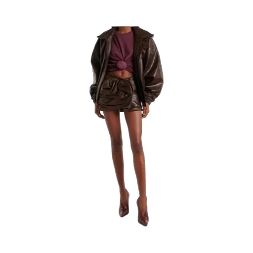 Long-Sleeved Leather Jacket