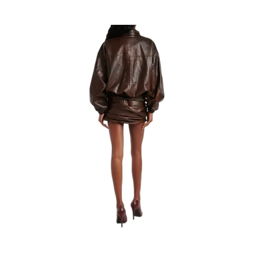 Long-Sleeved Leather Jacket