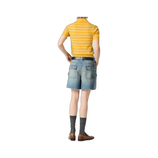 Cargo-Pocket Denim Shorts