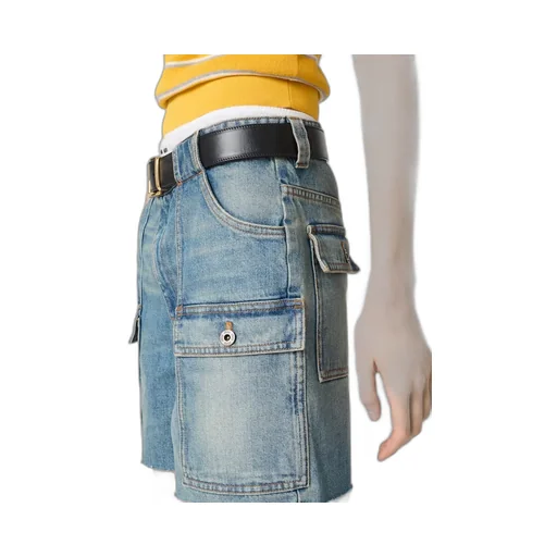 Cargo-Pocket Denim Shorts