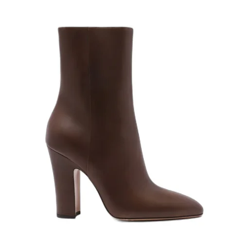 Leather Block-Heel Boots