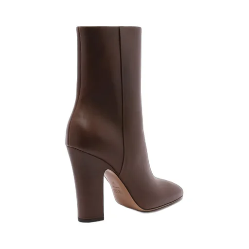 Leather Block-Heel Boots