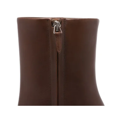 Leather Block-Heel Boots