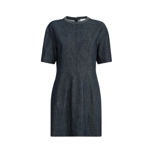 Brunello Cucinelli Short-Sleeved Denim Mini Dress